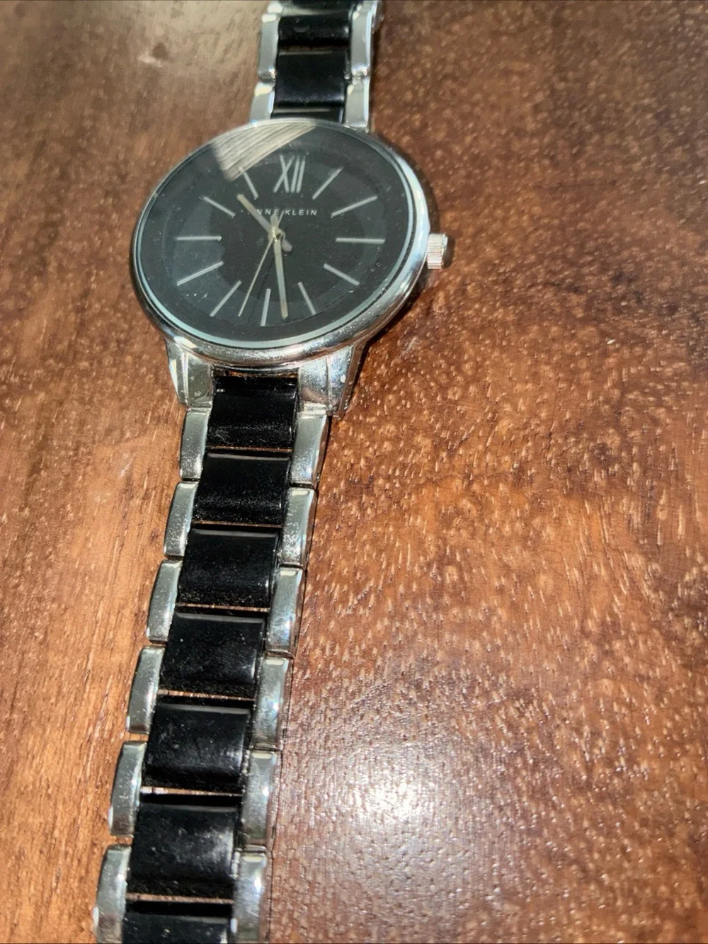 Anne Klein Black and Silver Round Dial Bracelet Watch